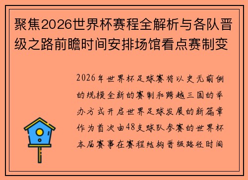 聚焦2026世界杯赛程全解析与各队晋级之路前瞻时间安排场馆看点赛制变化